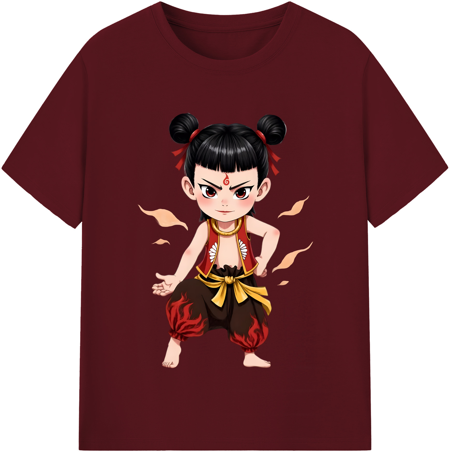 （画像用） Ne Zha 2 ナタ 魔童の大暴れ 綿100％半袖Tシャツ（フロントプリント）